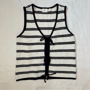 Cyrus Black and White Striped Women's Vest Too